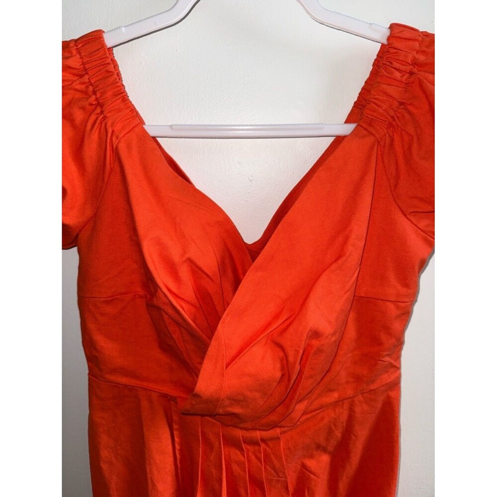 Nasty Gal NWT Linen Puff Sleeve Mini Dress Coral Orange Size 10 Summer Brunch - Picture 3 of 12